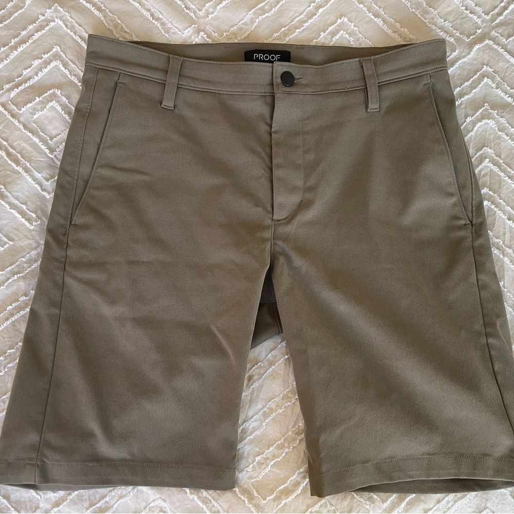 Huckberry Proof Tan Flat Front Shorts Casual Style